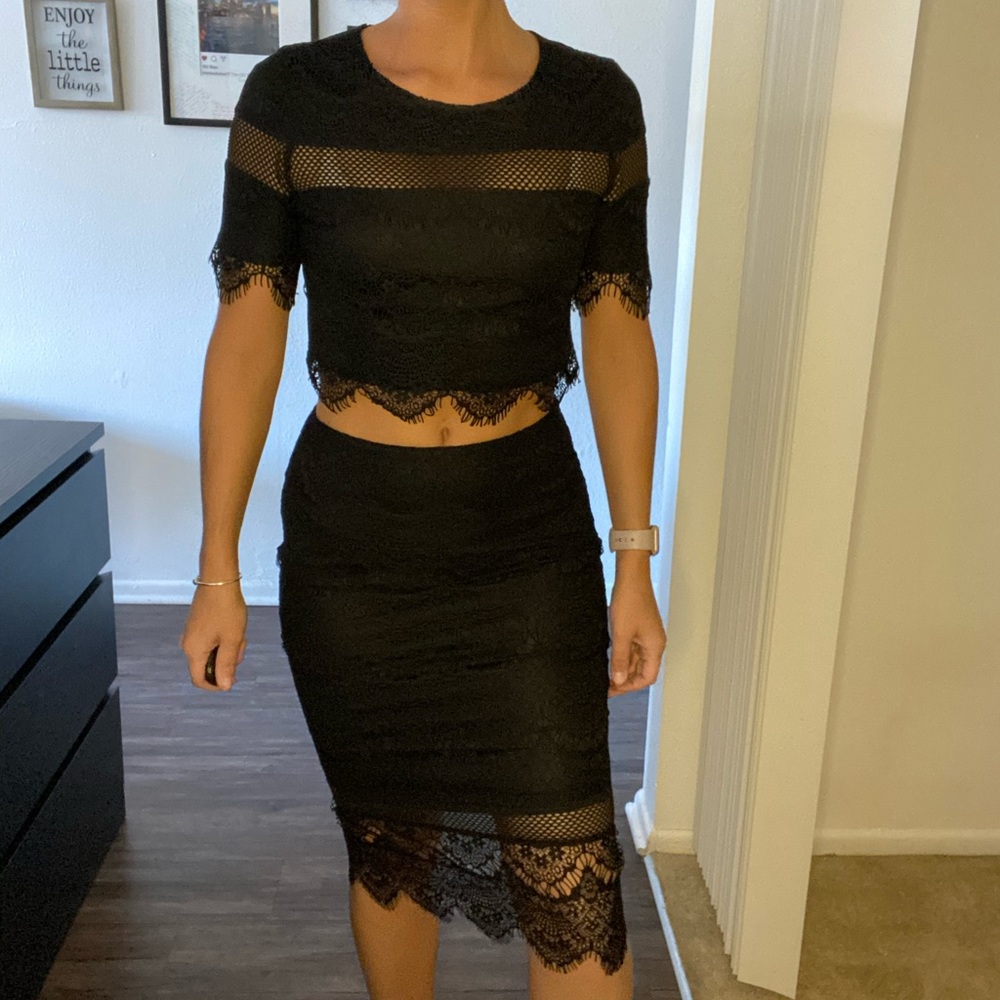 Express 2 piece black lace set